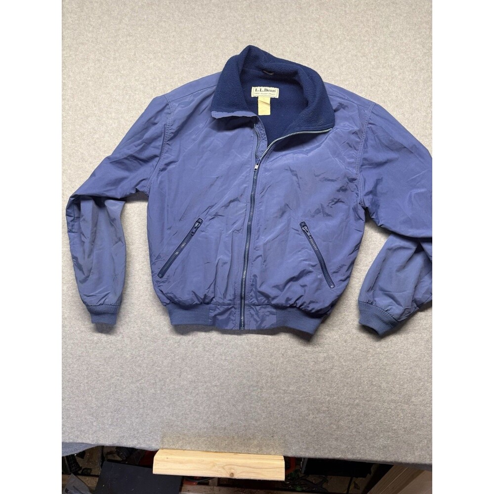 Vintage Y2K L.L. Bean Mens Blue 3 Season Jacket Fleece Lined Zip-Up Short Casual